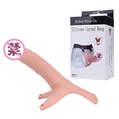 Cốc hút silicone OEM Dương vật giả 26cm Dây đeo Hollw trên Đồng cong