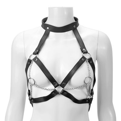CE Da đen PU Leather Sex Fetish Bondage Khiêu dâm Xe tăng 62cm