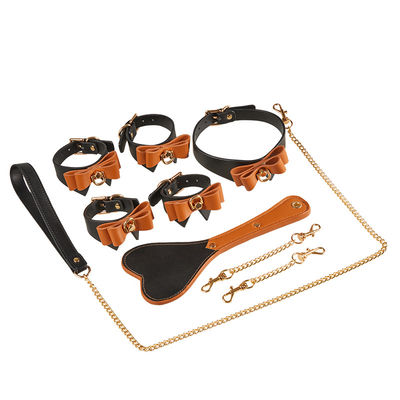 9 cái Da SM Tình dục Fetish Bondage Handcuffs Núm vú Kẹp Cổ áo Gag Roi Dây