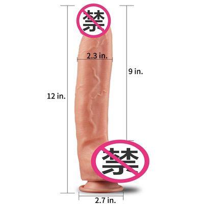 12 inch hai lớp silicone Realistic Cock dây đeo chống thấm nước trên dilldo