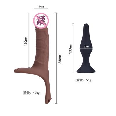 Cốc hút silicone OEM Dương vật giả 26cm Dây đeo Hollw trên Đồng cong