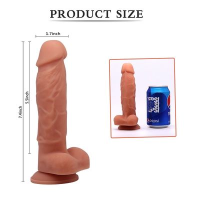 Cốc hút Đồ chơi tình dục dương vật giả cho đồng tính nữ 7.4 inch Silicone lành mạnh OEM ODM