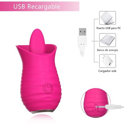 Sạc USB Hoa hồng Đỏ Máy rung Đồ chơi tình dục Trứng điện Liếm mát Máy mát xa 7000RPM