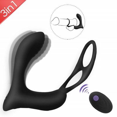 Máy rung vòng 3 trong một dành cho nam Đầu cắm nút được cá nhân hóa Điều khiển từ xa không dây 400 mah