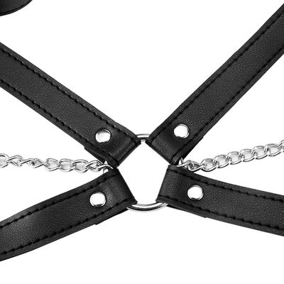 CE Da đen PU Leather Sex Fetish Bondage Khiêu dâm Xe tăng 62cm