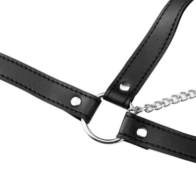 CE Da đen PU Leather Sex Fetish Bondage Khiêu dâm Xe tăng 62cm