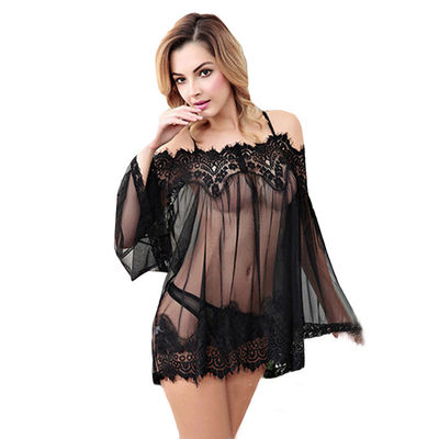 Spandex Blend Lace dành cho người lớn Đồ lót sexy không lưng Tulle Phối cảnh Váy ngủ