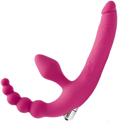14cm Massage đôi Đồ chơi tình dục LGBT Dây đeo Dương vật giả Mông cắm Rung